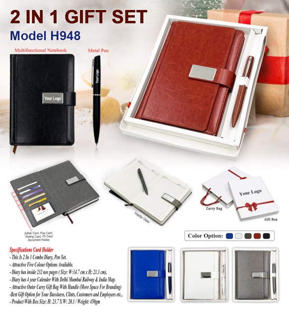 2 in 1 gift set model h948 notebook and pen